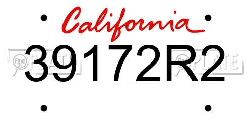 39172R2 California License Plate