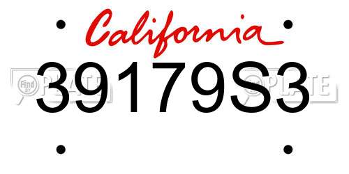 39179S3 California License Plate
