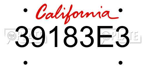 39183E3 California License Plate