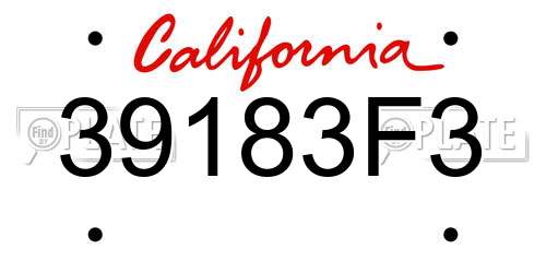 39183F3 California License Plate