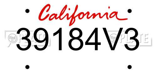 39184V3 California License Plate