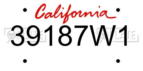 39187W1 California License Plate