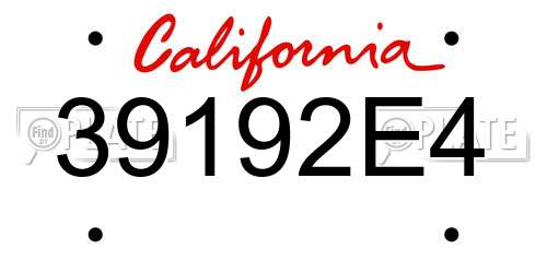 39192E4 California License Plate