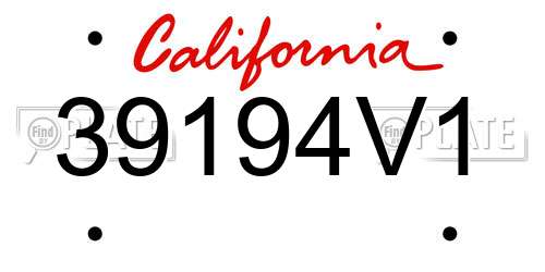 39194V1 California License Plate