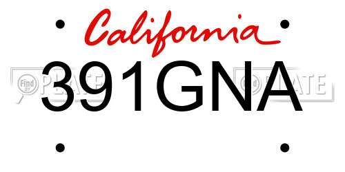 391GNA California License Plate
