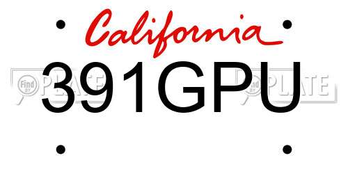 391GPU California License Plate