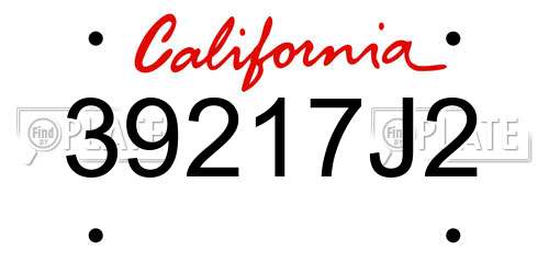 39217J2 California License Plate