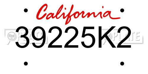 39225K2 California License Plate