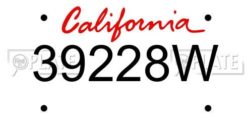 39228W California License Plate