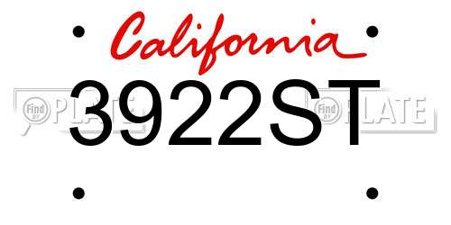 3922ST California License Plate