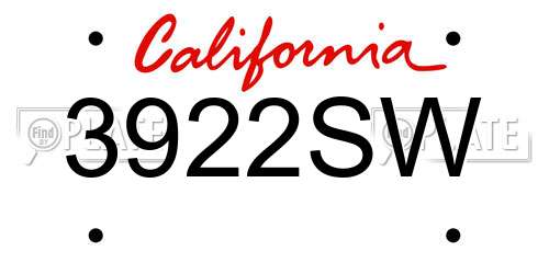 3922SW California License Plate