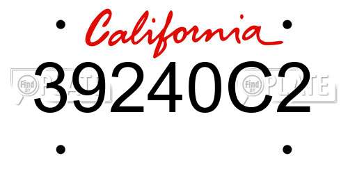 39240C2 California License Plate