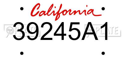 39245A1 California License Plate