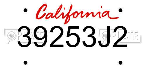39253J2 California License Plate