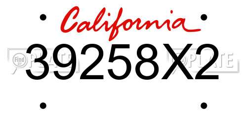 39258X2 California License Plate