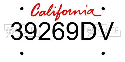 39269DV California License Plate