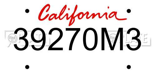 39270M3 California License Plate