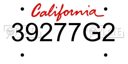 39277G2 California License Plate