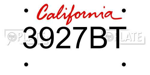 3927BT California License Plate