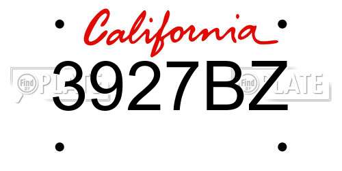 3927BZ California License Plate