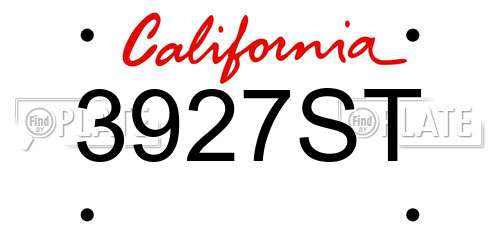 3927ST California License Plate