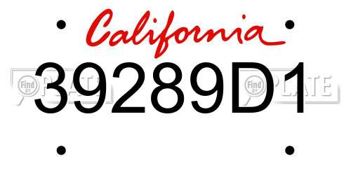 39289D1 California License Plate