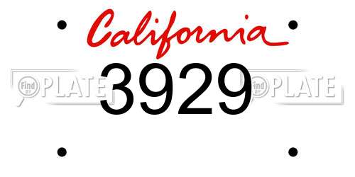 3929 California License Plate