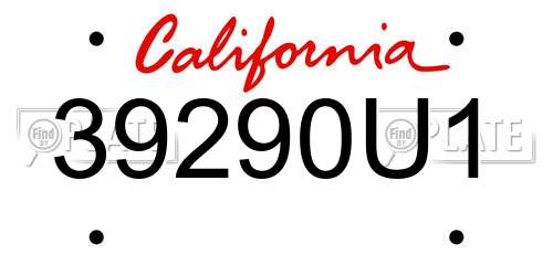 39290U1 California License Plate