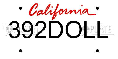 392DOLL California License Plate