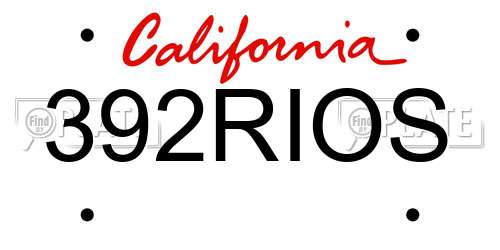 392RIOS California License Plate