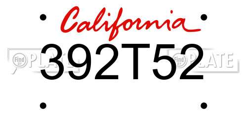 392T52 California License Plate