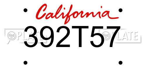 392T57 California License Plate