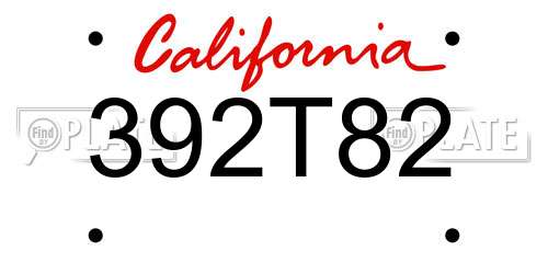 392T82 California License Plate