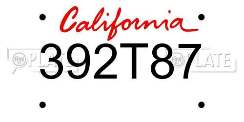 392T87 California License Plate