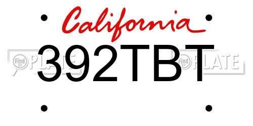 392TBT California License Plate