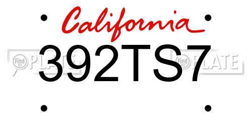 392TS7 California License Plate