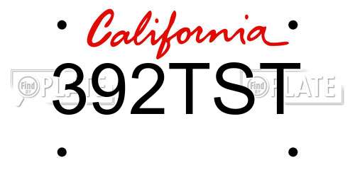 392TST California License Plate