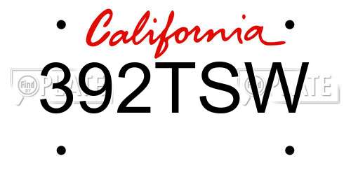 392TSW California License Plate