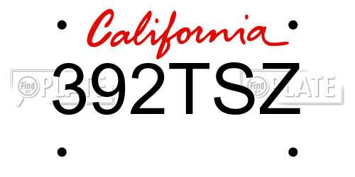 392TSZ California License Plate