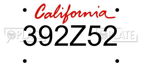 392Z52 California License Plate