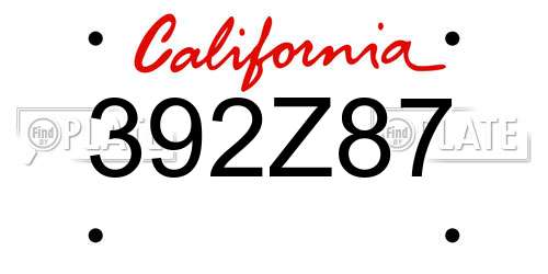 392Z87 California License Plate