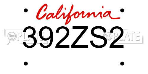 392ZS2 California License Plate