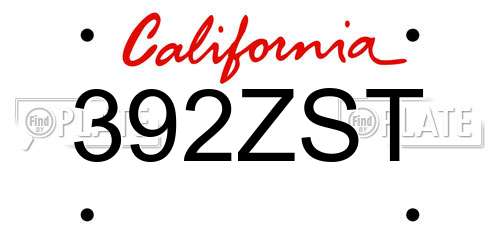 392ZST California License Plate