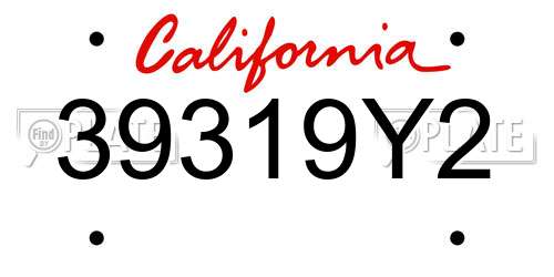 39319Y2 California License Plate