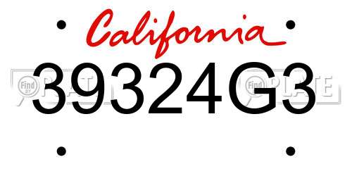 39324G3 California License Plate