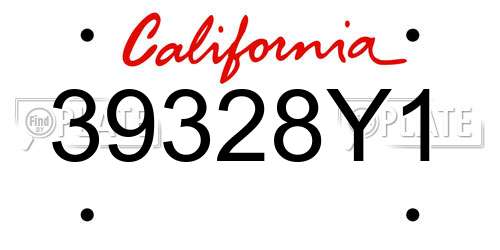 39328Y1 California License Plate