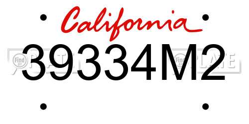 39334M2 California License Plate
