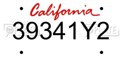 39341Y2 California License Plate