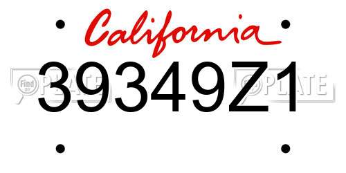 39349Z1 California License Plate