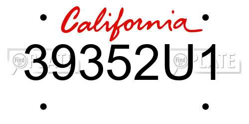 39352U1 California License Plate